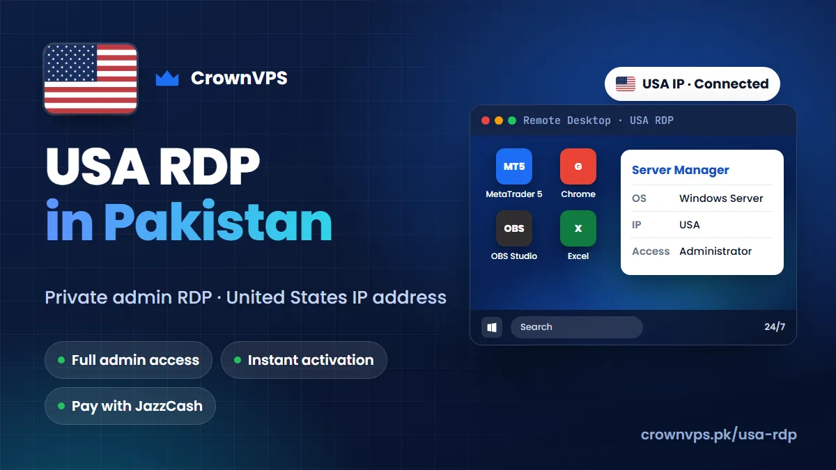 Colorado RDP in Pakistan — admin RDP Colorado RDP in Pakistan: buy private admin RDP with a USA IP address from CrownVPS